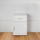 PORTO BEDSIDE TABLE - WHITE - SLIM - OVAL BRASS - Top-Down View
