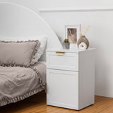 PORTO BEDSIDE TABLE - WHITE - HAMPTONS - PULL BRASS - Front View