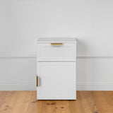 PORTO BEDSIDE TABLE - WHITE - HAMPTONS - PULL BRASS - Top-Down View