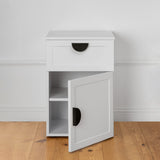 PORTO BEDSIDE TABLE - WHITE - HAMPTONS - HALF MOON BLACK - Front View