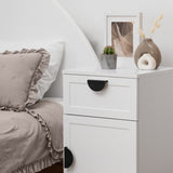 PORTO BEDSIDE TABLE - WHITE - HAMPTONS - HALF MOON BLACK - Side View