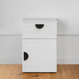PORTO BEDSIDE TABLE - WHITE - HAMPTONS - HALF MOON BLACK - Top-Down View