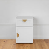 PORTO BEDSIDE TABLE - WHITE - HAMPTONS - HALF MOON BRASS - Top-Down View