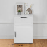 PORTO BEDSIDE TABLE - WHITE - HAMPTONS - OVAL BLACK