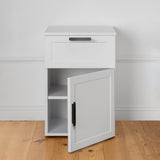 PORTO BEDSIDE TABLE - WHITE - HAMPTONS - OVAL BLACK - Front View