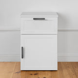 PORTO BEDSIDE TABLE - WHITE - HAMPTONS - OVAL BLACK - Side View