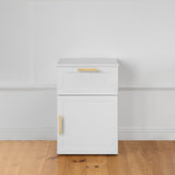 PORTO BEDSIDE TABLE - WHITE - HAMPTONS - OVAL BRASS - Top-Down View