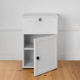 PORTO BEDSIDE TABLE - WHITE - HAMPTONS - ROUND BLACK - Front View