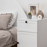 PORTO BEDSIDE TABLE - WHITE - HAMPTONS - ROUND BLACK - Side View