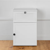PORTO BEDSIDE TABLE - WHITE - HAMPTONS - ROUND BLACK - Top-Down View