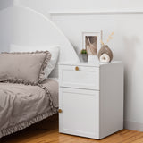 PORTO BEDSIDE TABLE - WHITE - HAMPTONS - ROUND BRASS - Front View