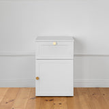 PORTO BEDSIDE TABLE - WHITE - HAMPTONS - ROUND BRASS - Top-Down View