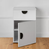 PORTO BEDSIDE TABLE - WHITE - SLIM - HALF MOON BLACK - Side View
