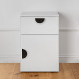 PORTO BEDSIDE TABLE - WHITE - SLIM - HALF MOON BLACK - Top-Down View