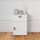 PORTO BEDSIDE TABLE - WHITE - SLIM - HALF MOON BRASS