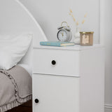PORTO BEDSIDE TABLE - WHITE - SLIM - ROUND BLACK - Front View