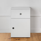 PORTO BEDSIDE TABLE - WHITE - SLIM - ROUND BLACK - Top-Down View