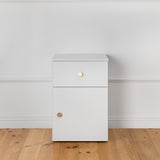 PORTO BEDSIDE TABLE - WHITE - SLIM - ROUND BRASS - Top-Down View