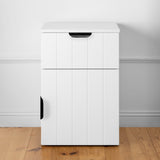 PORTO BEDSIDE TABLE - WHITE - VJ PANEL - PULL BLACK - Top-Down View