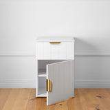 PORTO BEDSIDE TABLE - WHITE - VJ PANEL - PULL BRASS - Side View