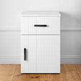 PORTO BEDSIDE TABLE - WHITE - VJ PANEL - OVAL BLACK - Top-Down View