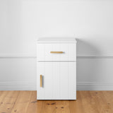 PORTO BEDSIDE TABLE - WHITE - VJ PANEL - OVAL BRASS - Top-Down View