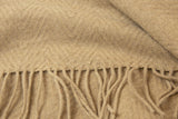 Luxurious Camel Merino Wool Blend Throw Blanket - Front View