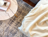 Elegant Ivory Cashmere-Merino Wool Throw Blanket - Kensington Collection - Front View