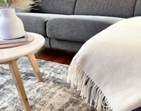 Elegant Ivory Cashmere-Merino Wool Throw Blanket - Kensington Collection - Side View