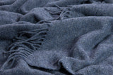 Navy Merino Wool Blend Oxford Throw Blanket - Front View