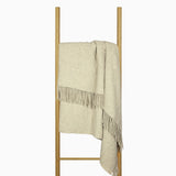 Luxury Merino Wool Blend Throw - Stone - Side View