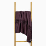 Plum Paddington Luxury Throw - Merino Wool Blend - Side View