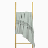 Sleek Light Grey Merino Wool Throw Blanket - Paddington Collection - Side View