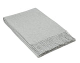Sleek Light Grey Merino Wool Throw Blanket - Paddington Collection - 45-Degree Angle
