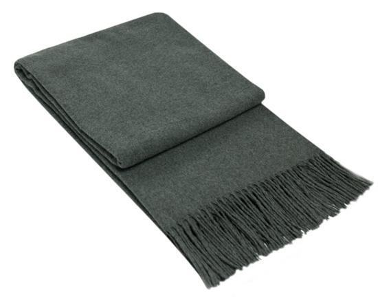 Chic Dark Grey Merino Wool Blend Throw Blanket