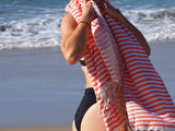 CORAL PORTSEA TURKISH COTTON BEACH TOWEL - Side View