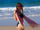 CORAL PORTSEA TURKISH COTTON BEACH TOWEL - Top-Down View