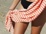 CORAL PORTSEA TURKISH COTTON BEACH TOWEL - Close-Up Angle