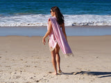 Blush Portsea Quick-Dry Turkish Cotton Beach Towel - Front View