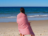 PORTSEA TURKISH COTTON BEACH TOWEL - CHERRY RED - Front View