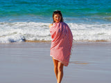 PORTSEA TURKISH COTTON BEACH TOWEL - CHERRY RED - Rear View