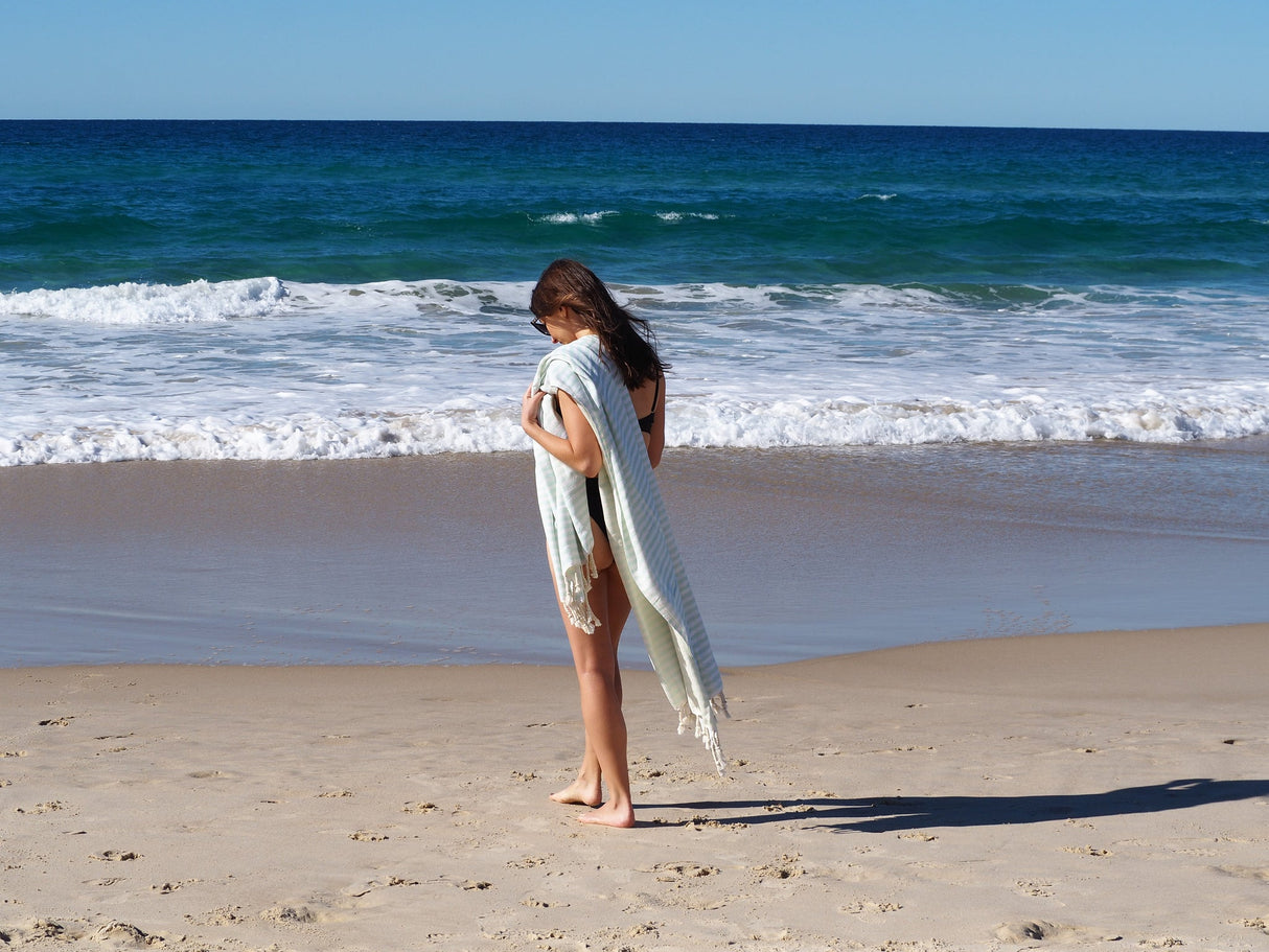 Seafoam Portsea Quick-Dry Turkish Cotton Beach Towel