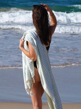 Seafoam Portsea Quick-Dry Turkish Cotton Beach Towel - Side View