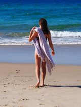 LILAC PORTSEA TURKISH COTTON BEACH TOWEL - Rear View