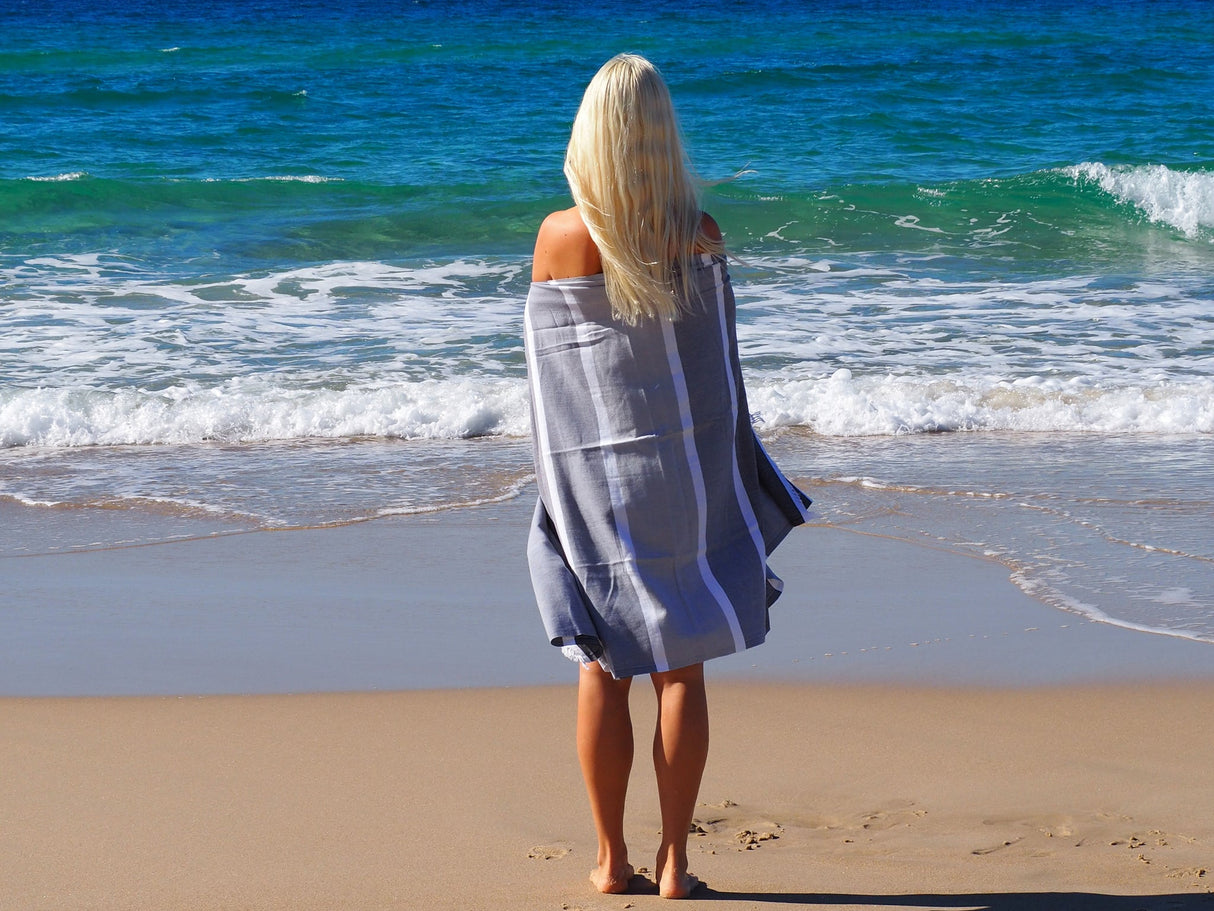 Sorrento Monochrome Quick-Dry Turkish Cotton Beach Towel