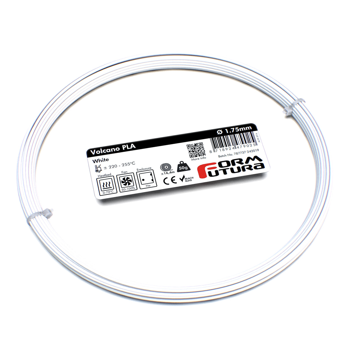 PLA 3D Filament Volcano PLA 1.75mm 50 gram White