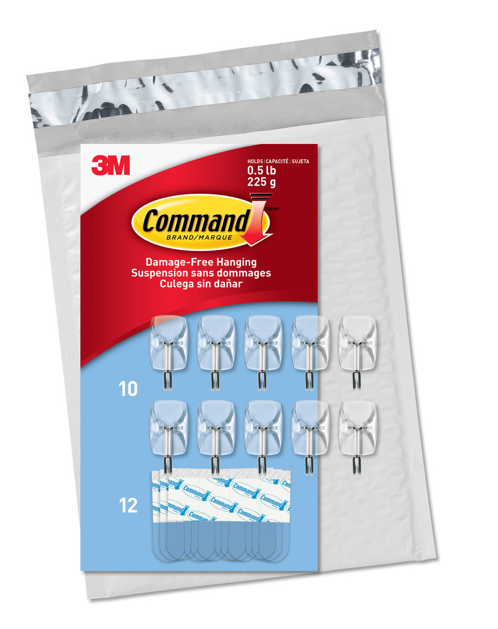 Clear Command Small Wire Hooks Value Pack - 10 Hooks & 12 Adhesive Strips, CL067-10NA