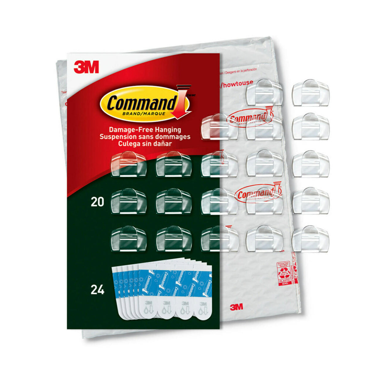 Clear Command Outdoor Light Hooks with Damage-Free Adhesive - 20 Clips