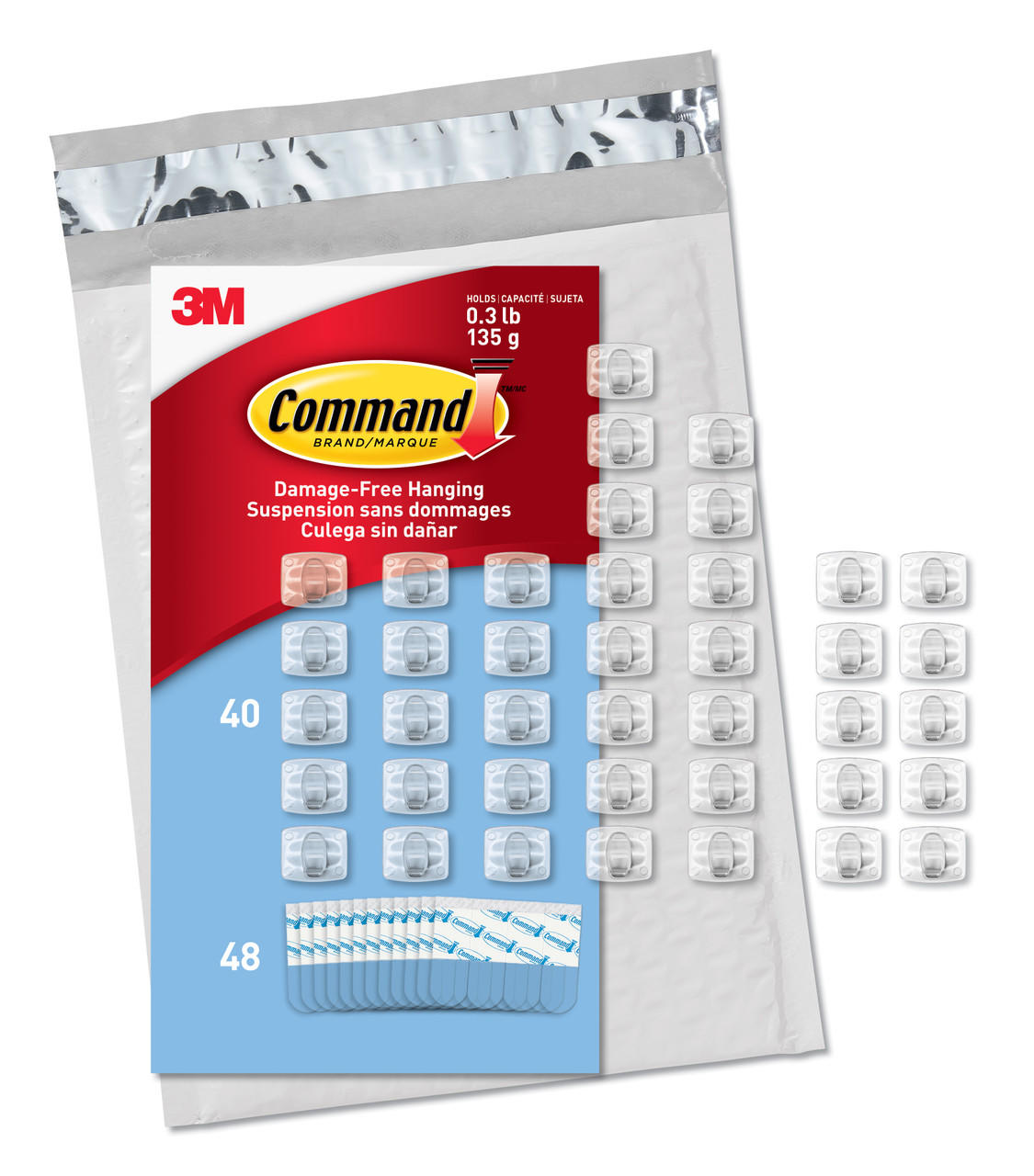 Command Clear Mini Light Clips - 45 Clips & 54 Strips for Damage-Free Indoor Decorating