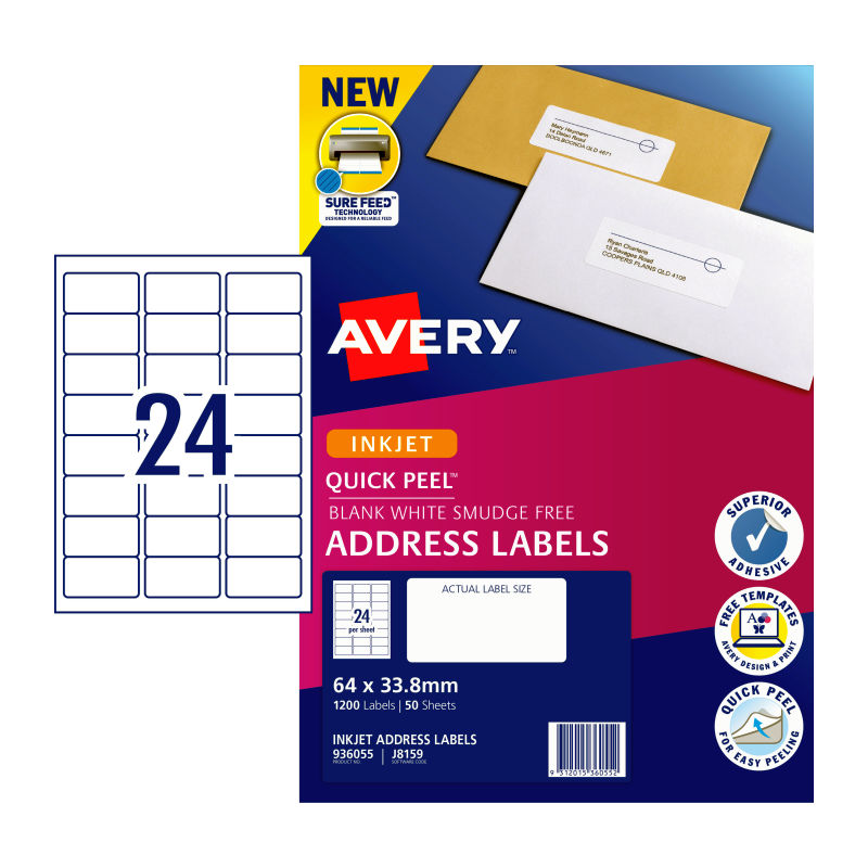 AVERY IP Label J8159 24-Up Labels - Pack of 50 Sheets